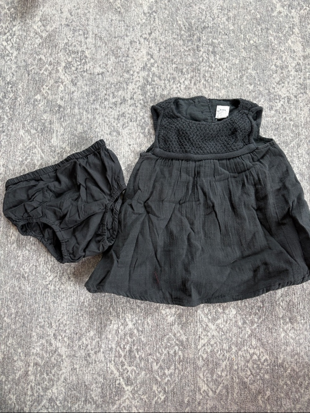 GAP Baby Black Knit Dress with Matching Bloomer